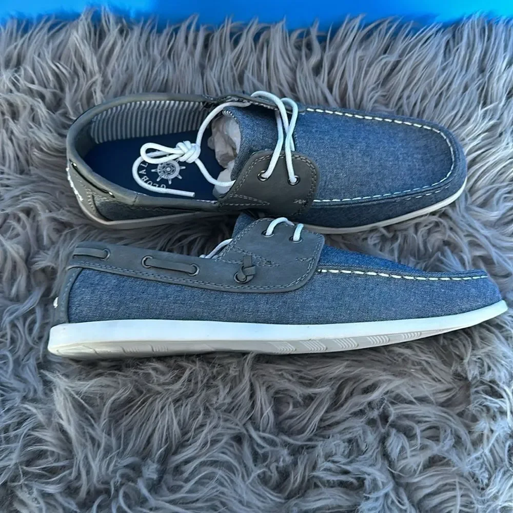 Globalwin Canvas Deck Shoes Blue Gray Size 7.5 Casual Boat Sneakers Men's